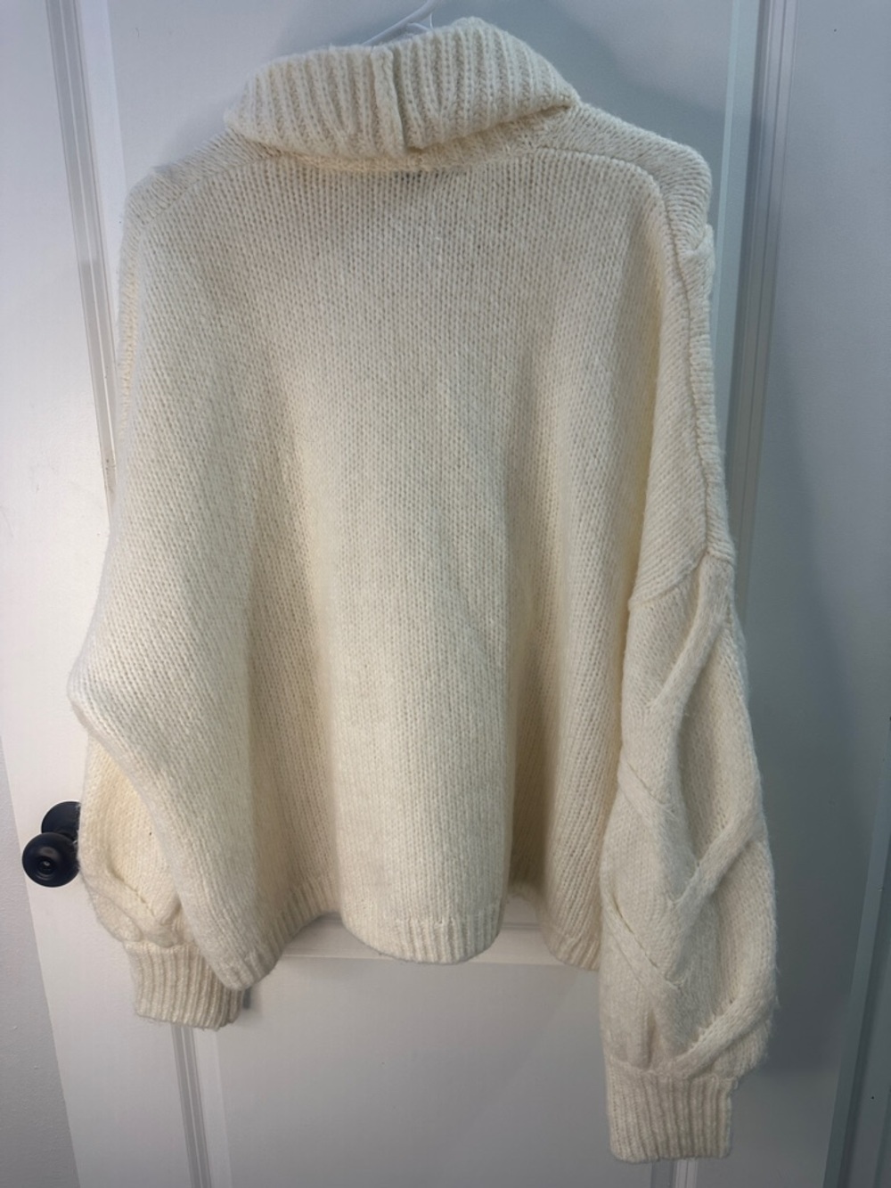Madewell Chunky Cream Cable-Knit Wool Blend Oversized Sweater Size XXL EUC - Picture 3 of 5
